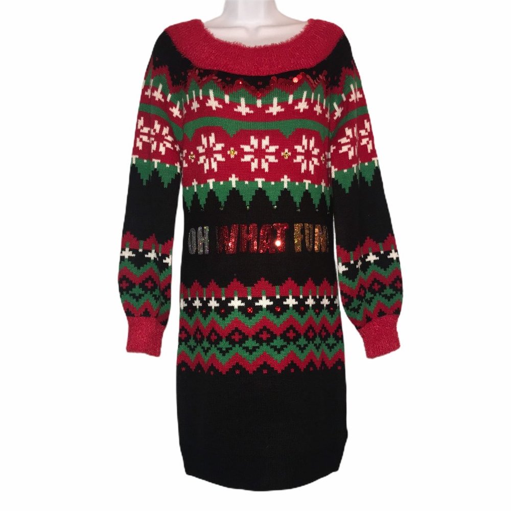 NWT It's Our Time Oh What Fun Christmas Tunic M